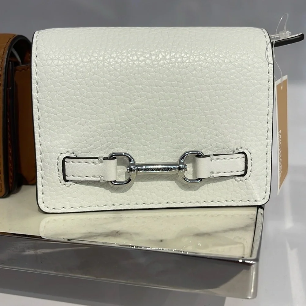 MICHAEL KORS Carson Small Pebbled Leather Wallet OPTIC WHITE NWT